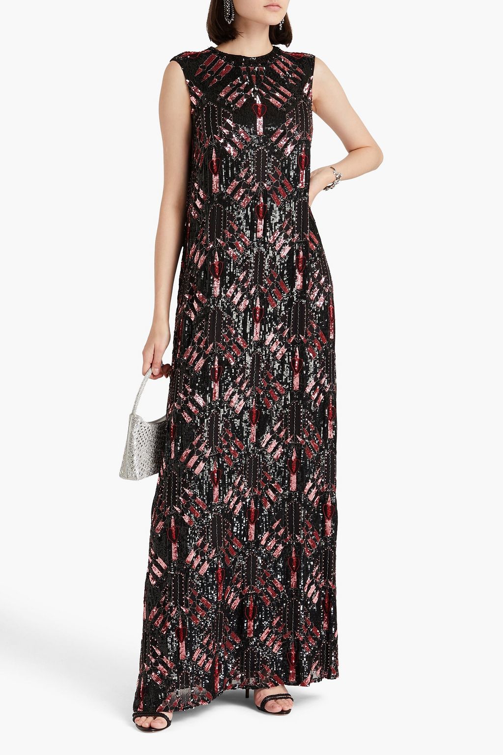 VALENTINO GARAVANI Embellished printed silk-chiffon gown