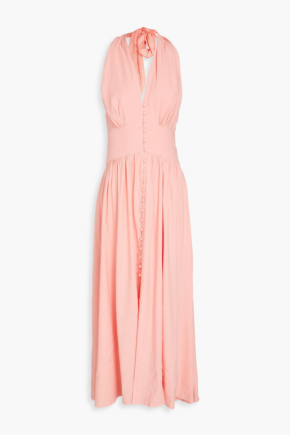 Cult Gaia Ozia Linen-blend Halterneck Maxi Dress In Azalea