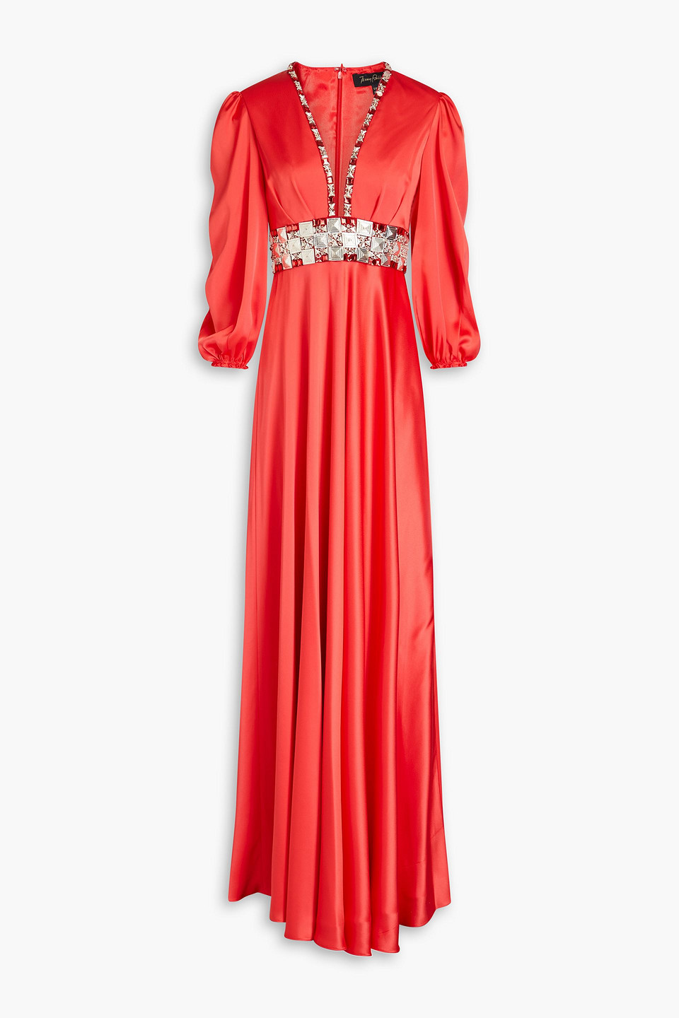 Jenny Packham - Embellished satin-crepe gown - Orange