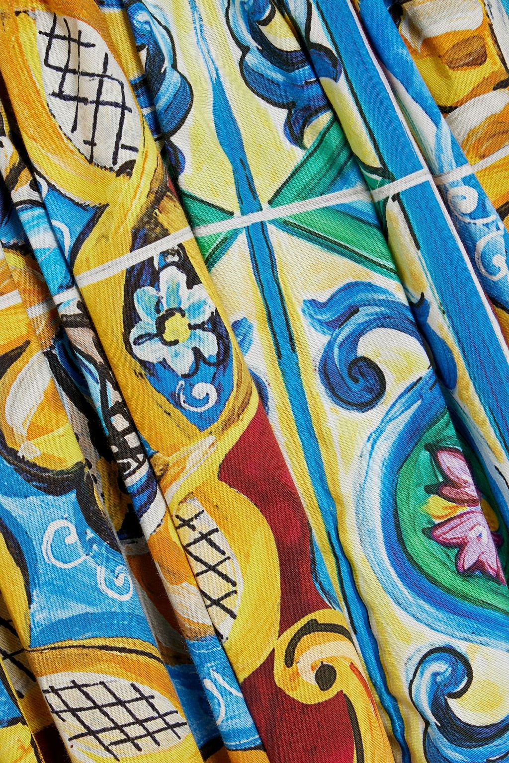 DOLCE&GABBANA فستان من البوبلين المصنوع من مزيج من القطن بطبقات متدرجة ومزين بطبعات