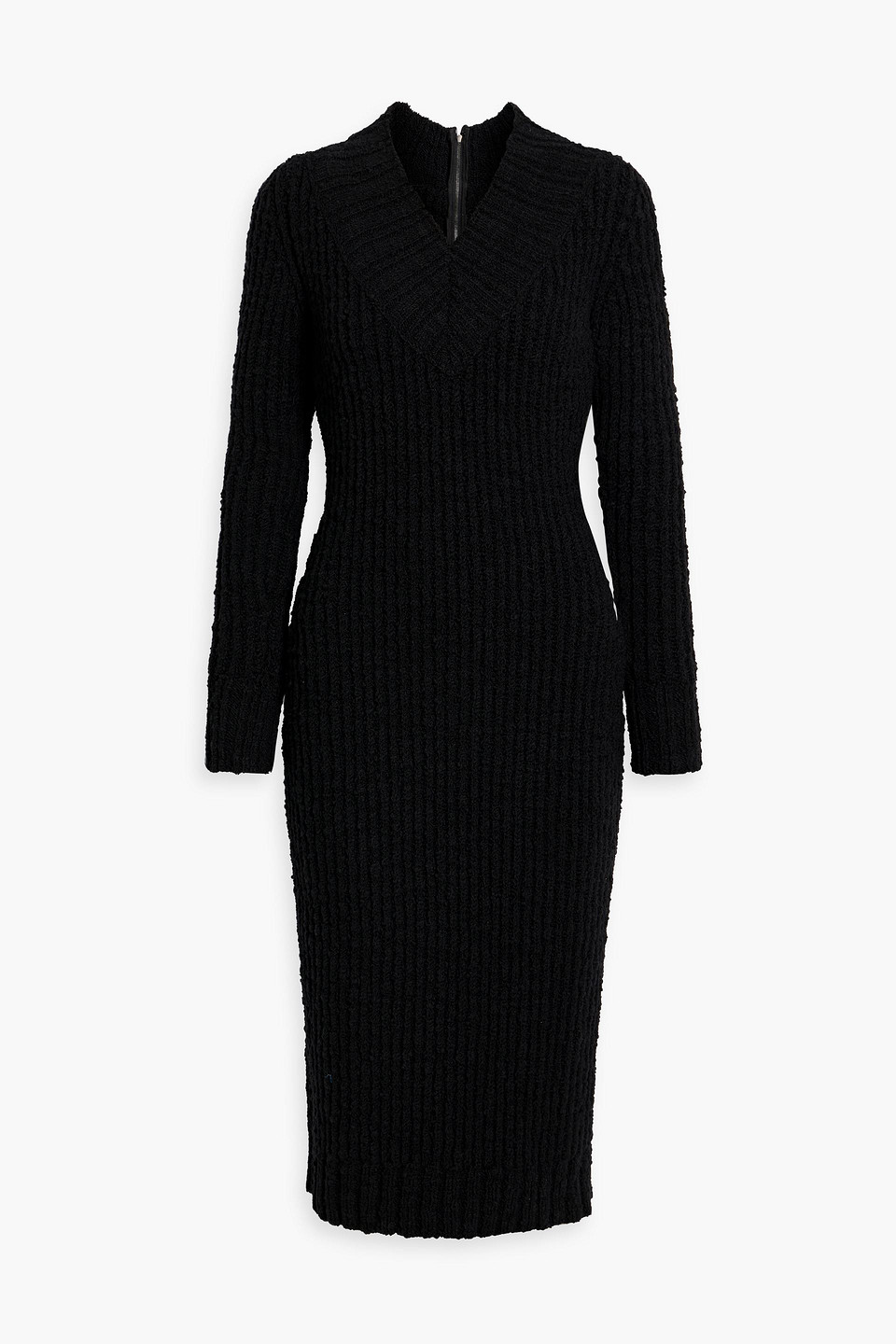 Dolce & Gabbana Ribbed Wool Midi Dress In Black