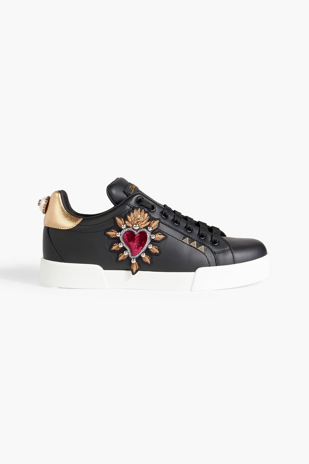DOLCE GABBANA Embellished leather sneakers THE OUTNET