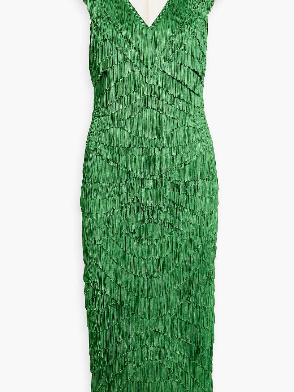 fringed tulle midi dress