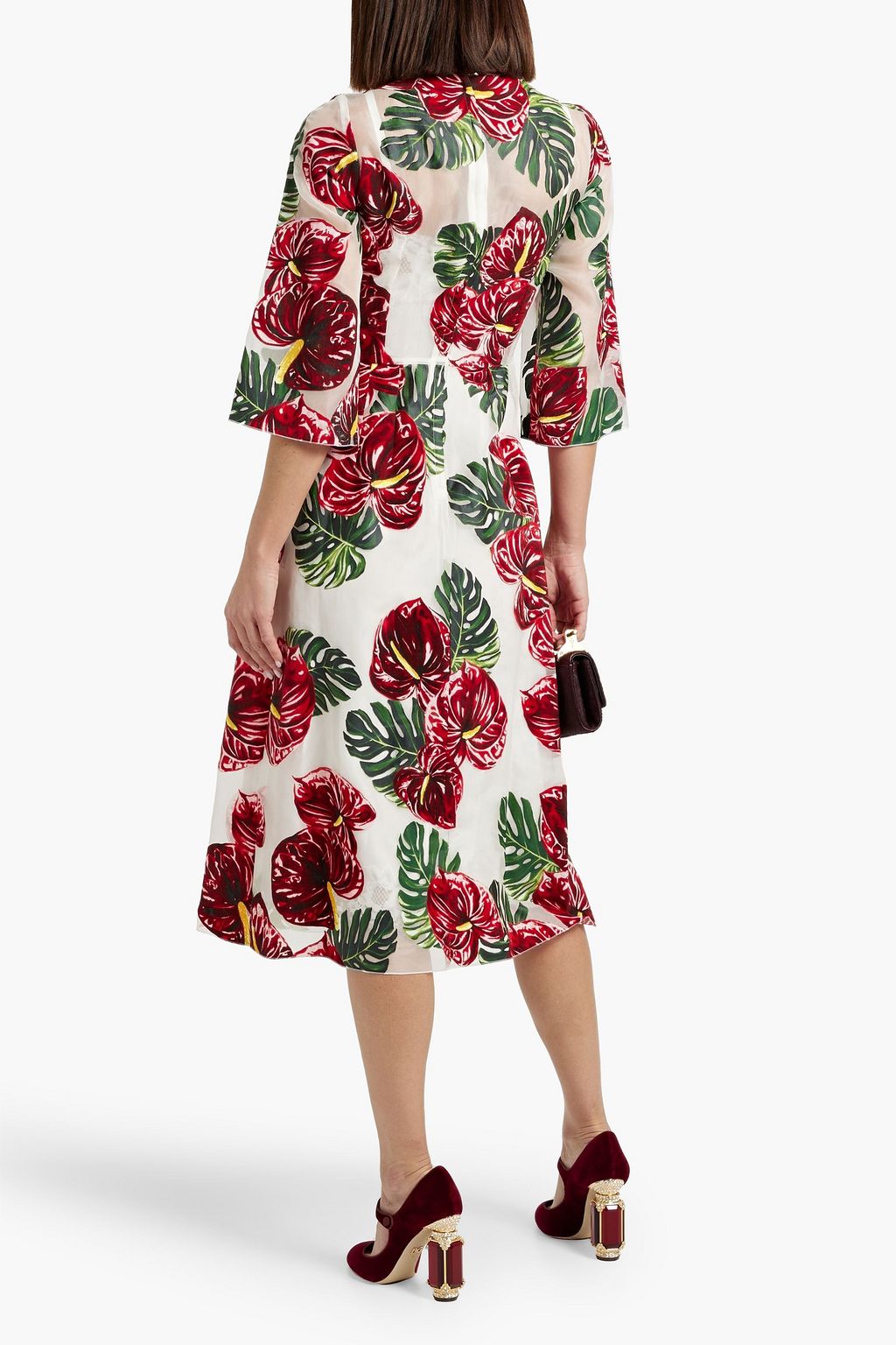 DOLCE&GABBANA Floral-print organza midi dress