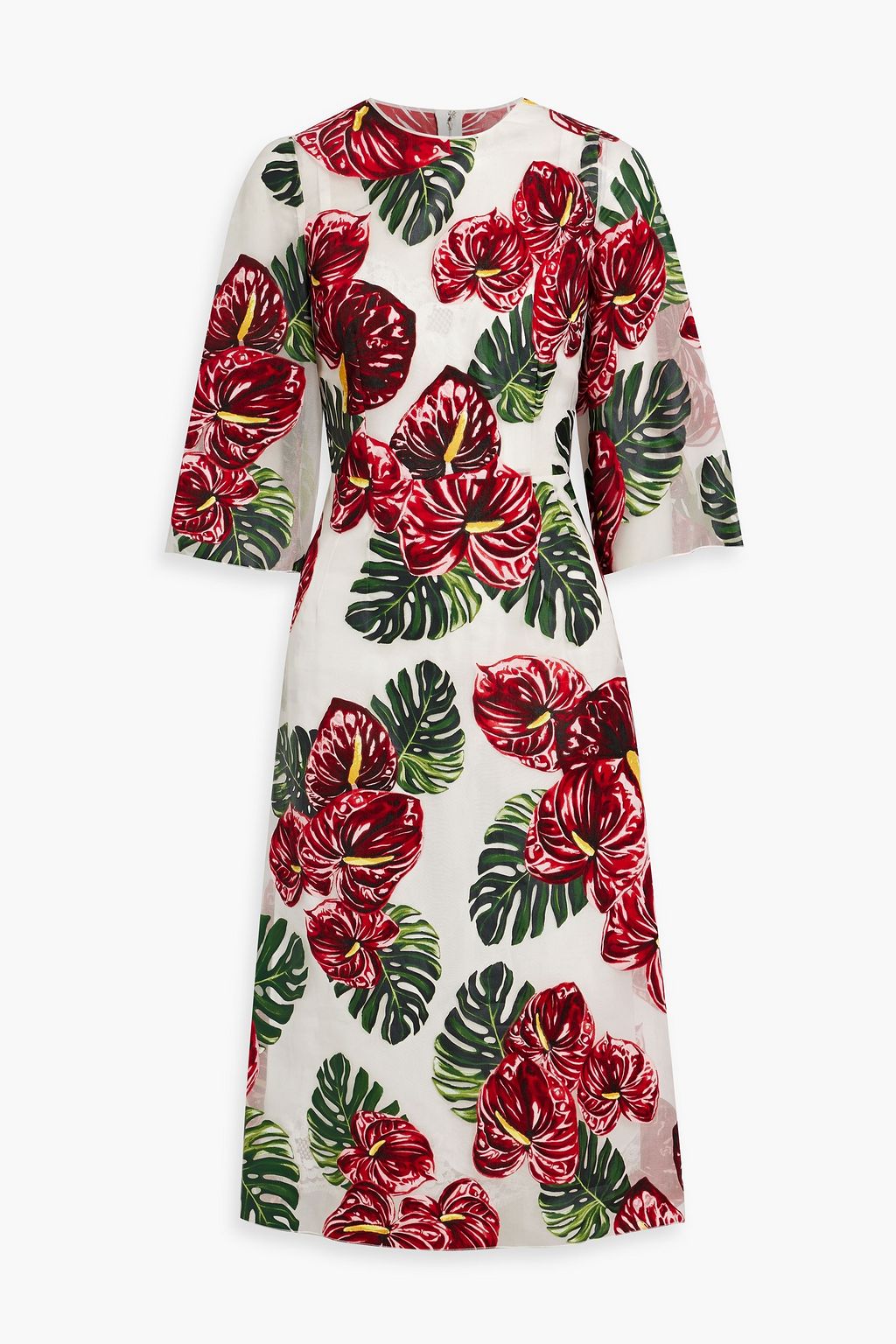 DOLCE & GABBANA Floral-print organza midi dress