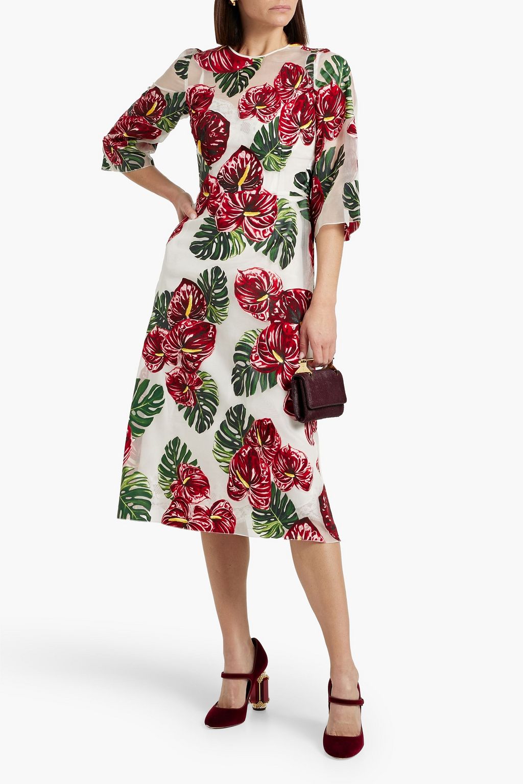 DOLCE&GABBANA Floral-print organza midi dress