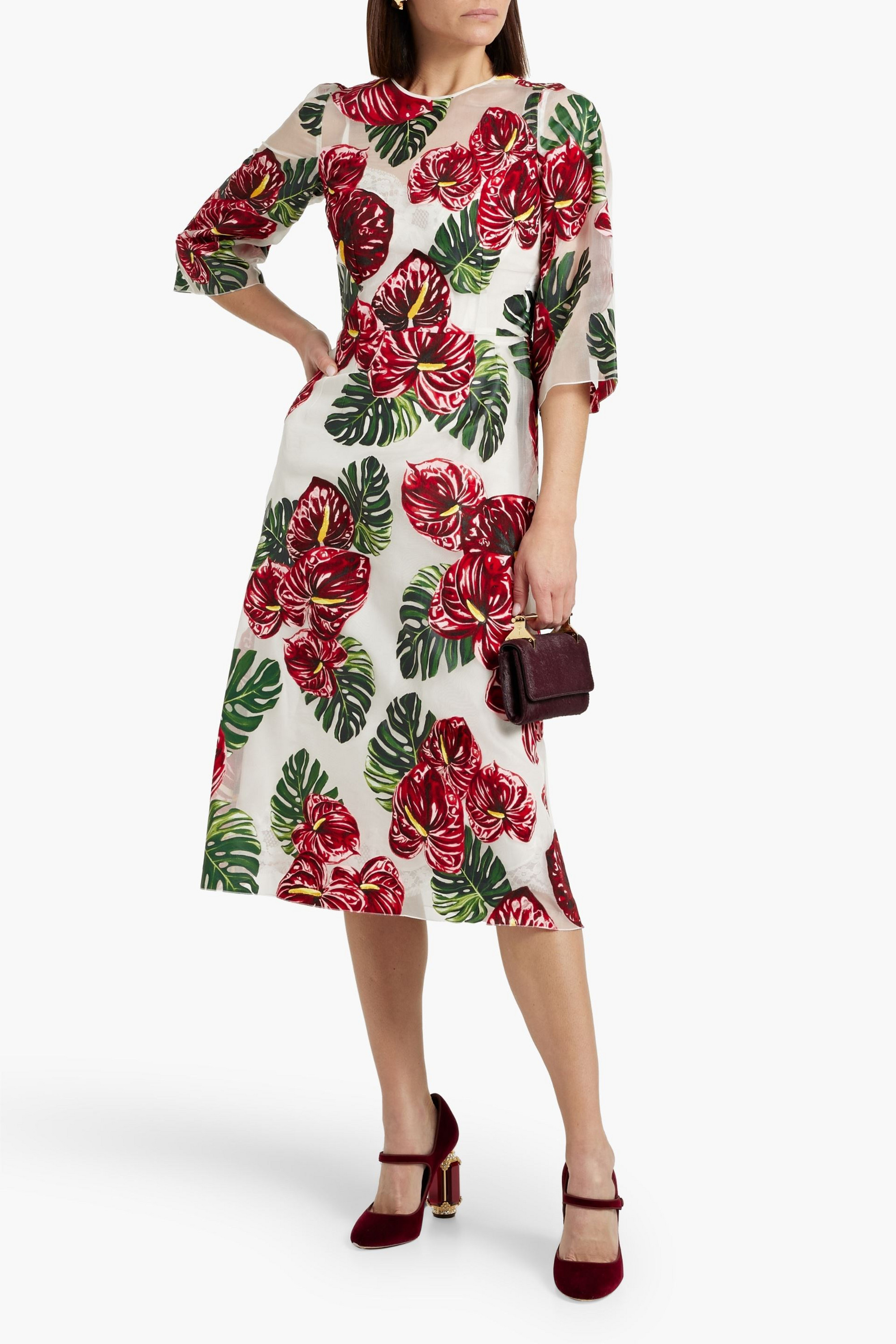 Dolce&Gabbana Floral-print organza midi dress