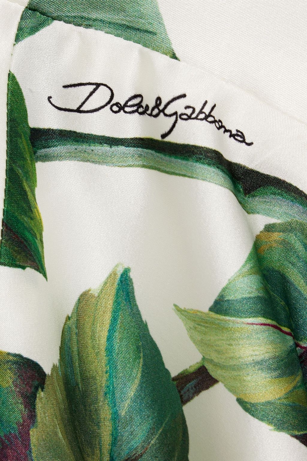 DOLCE&GABBANA Lace-trimmed floral-print silk-blend satin wrap top