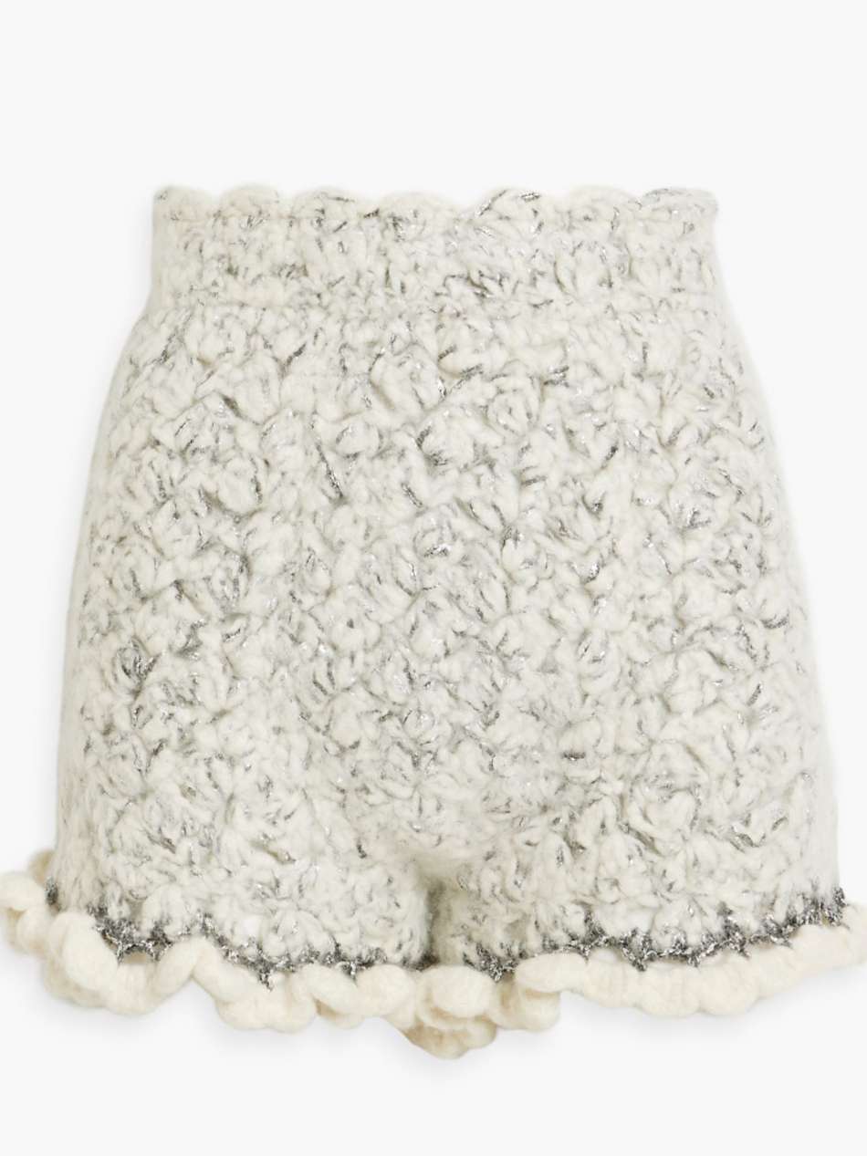 metallic bouclé-knit cashmere-blend shorts