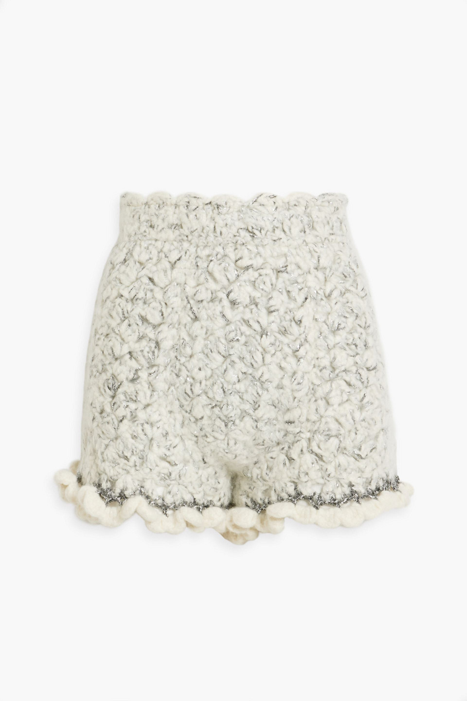 Dolce & Gabbana Metallic Bouclé-knit Cashmere-blend Shorts In White