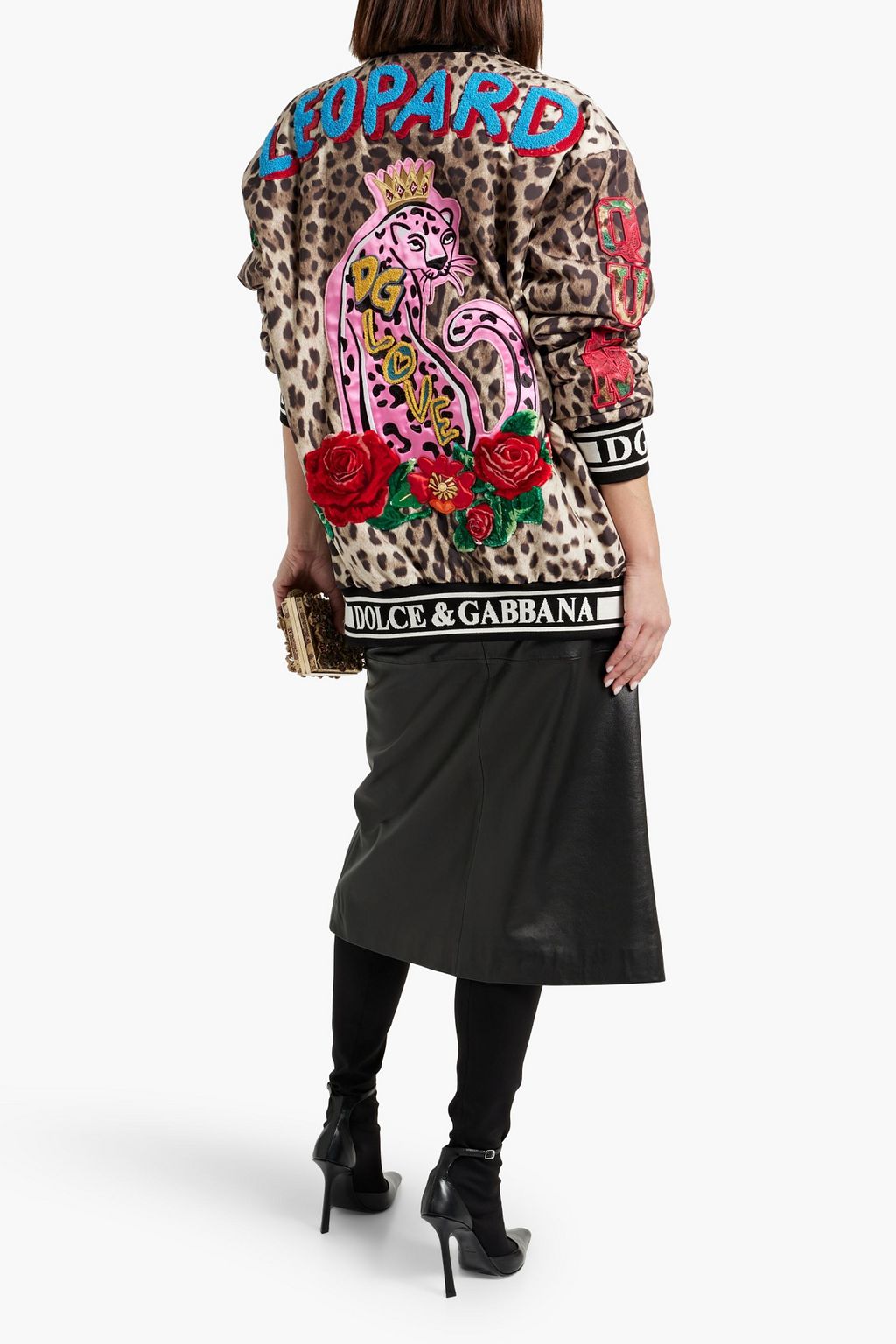 DOLCE&GABBANA جاكيت مصنوع من قماش عازل بتصميم مزركش ومزين بطبعة جلد الفهد