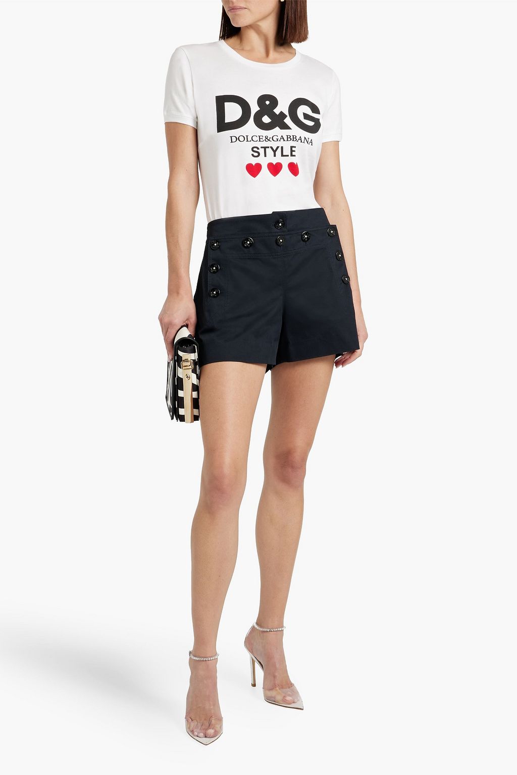 DOLCE&GABBANA شورت مصنوع من قطن تويل ومزيّن بأزرار