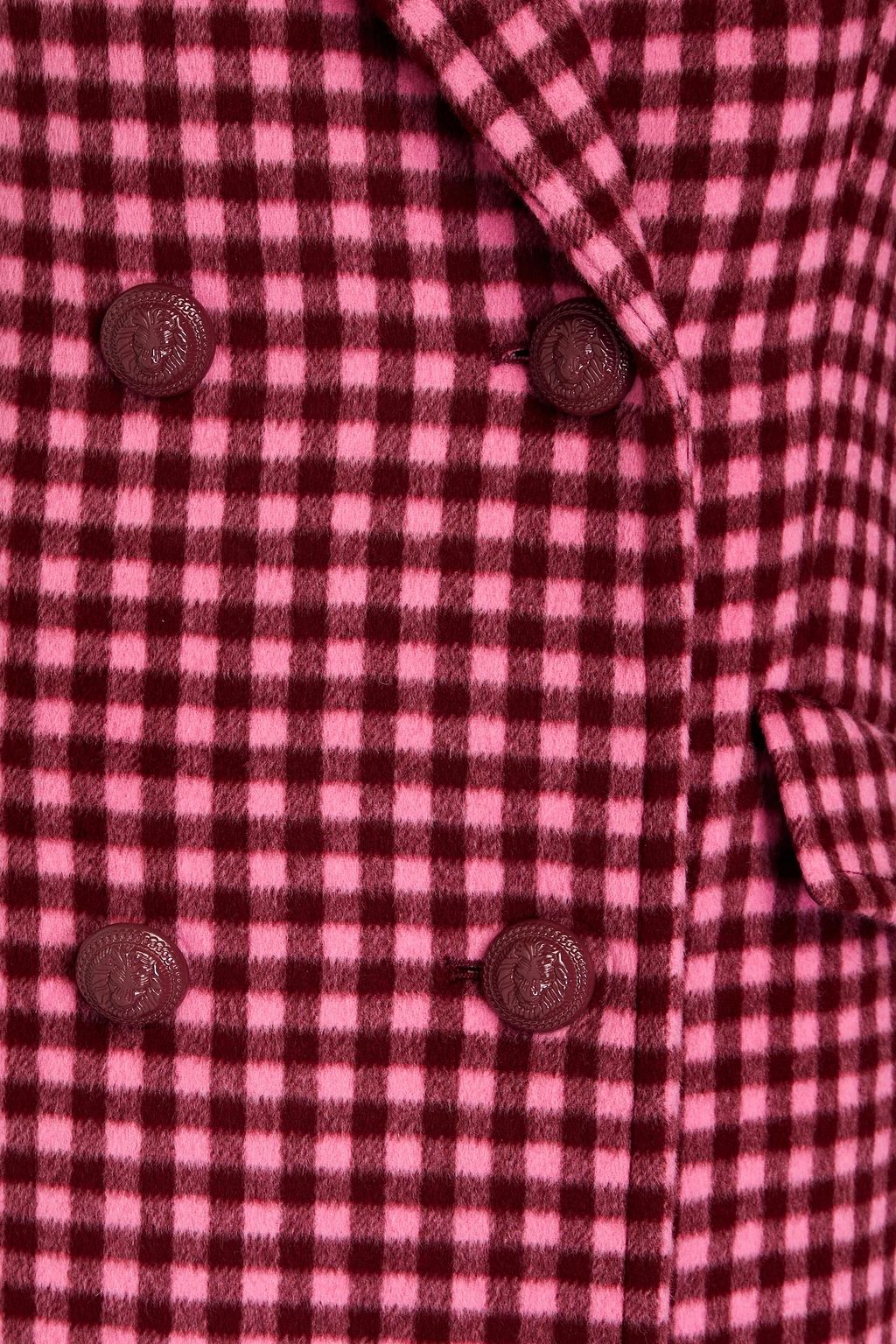 REBECCA VALLANCE Rouge double-breasted gingham brushed-wool coat