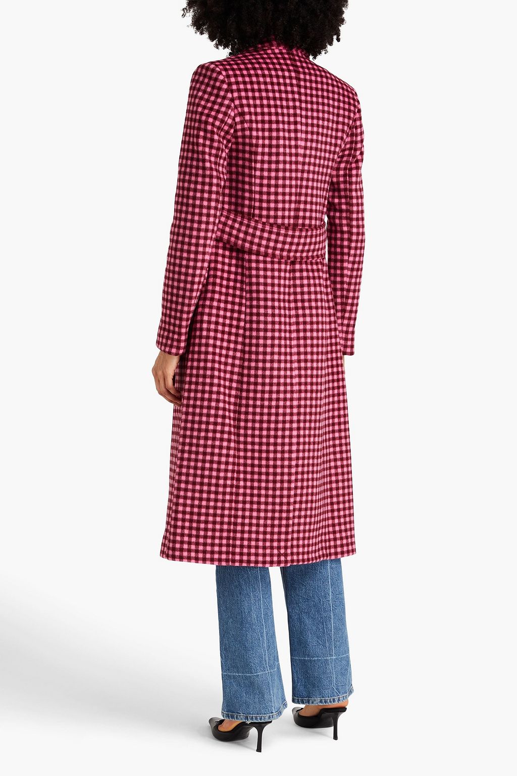 REBECCA VALLANCE Rouge double-breasted gingham brushed-wool coat