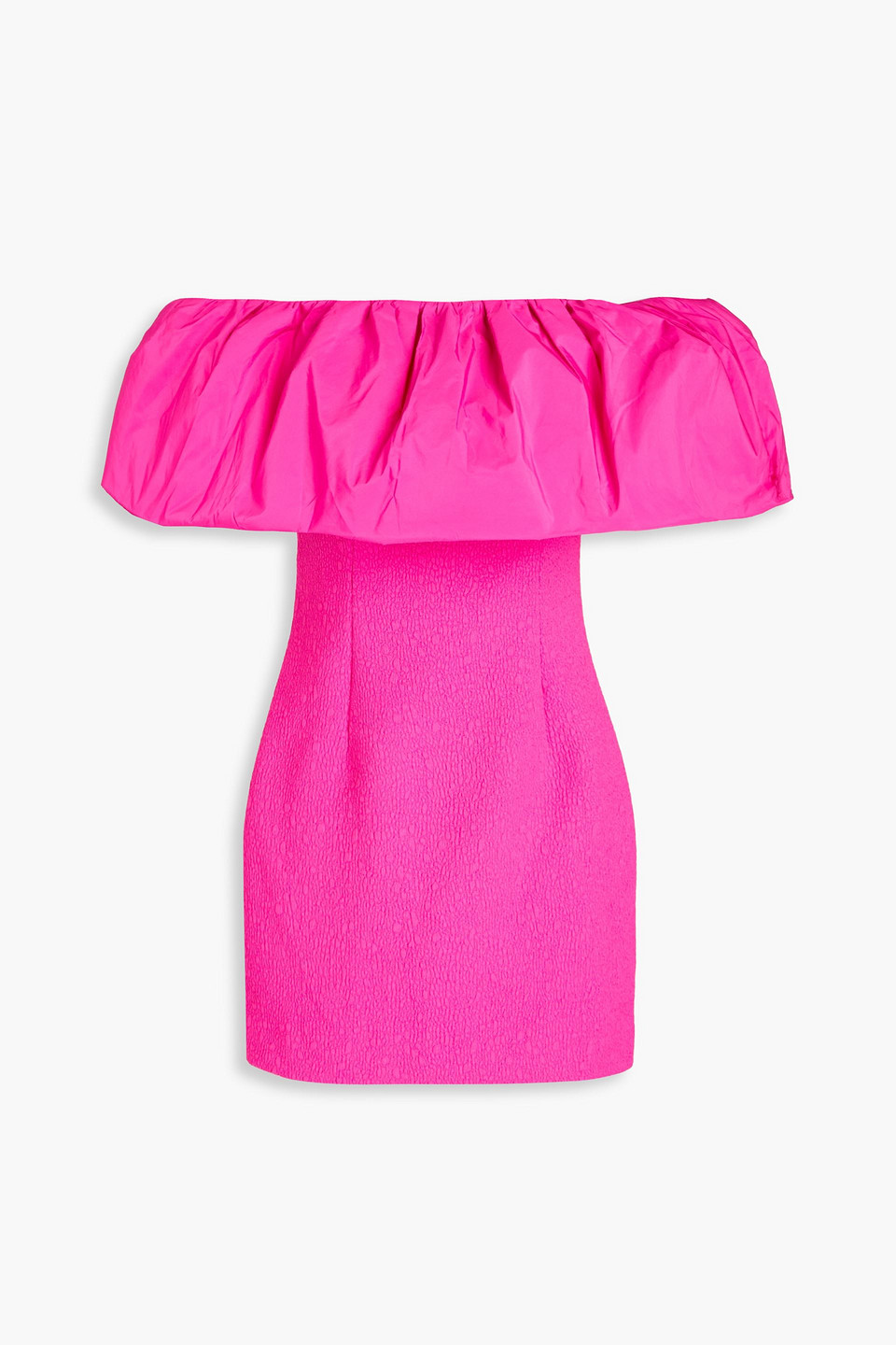 Rebecca Vallance Cecily Off-the-shoulder Taffeta And Cloqué Mini Dress In Bright Pink