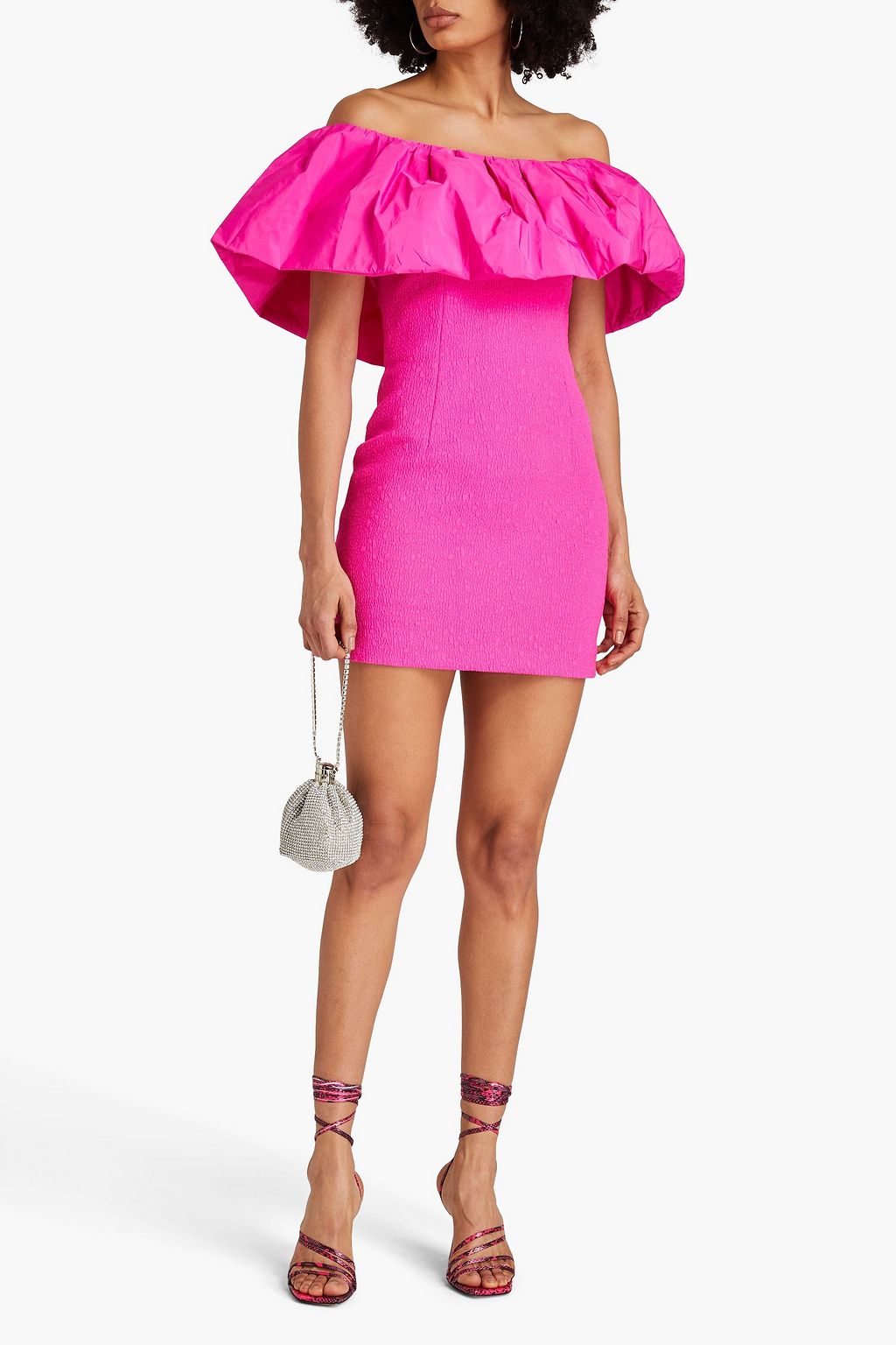 REBECCA VALLANCE Cecily ruffled taffeta-paneled cloqué mini dress