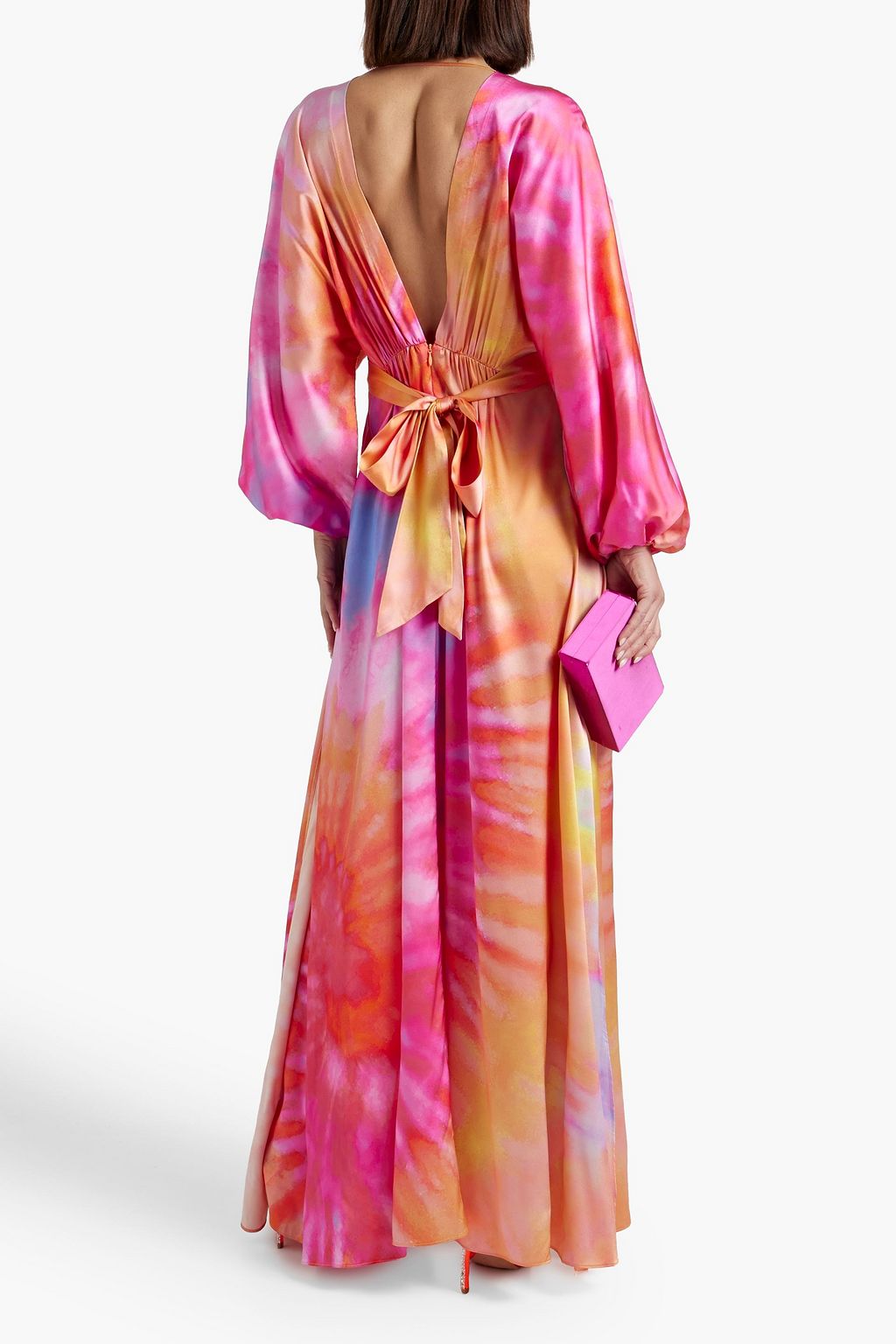 RETROFÊTE Lila tie-dyed stretch-silk satin maxi dress