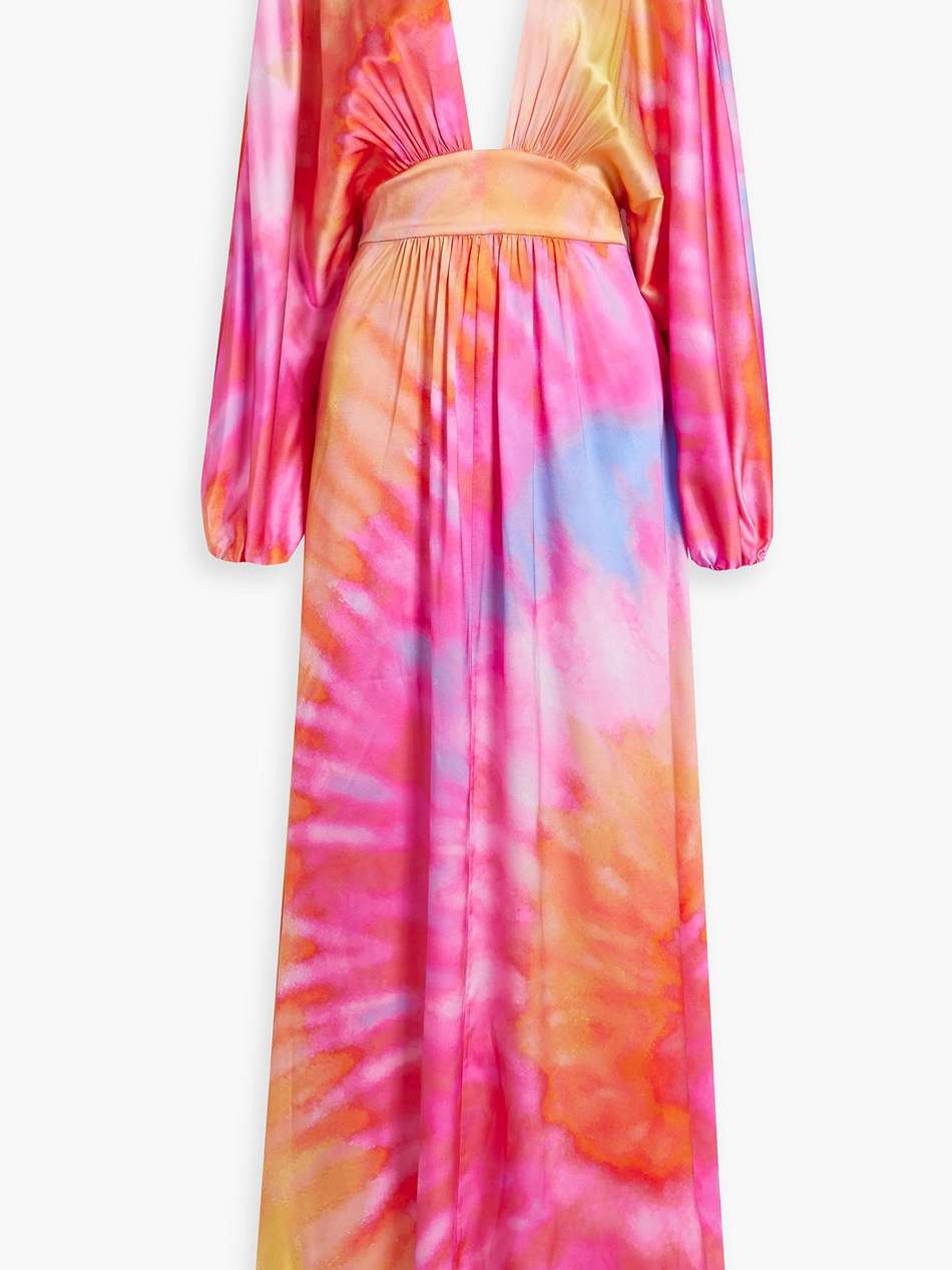 lila tie-dyed stretch-silk satin maxi dress