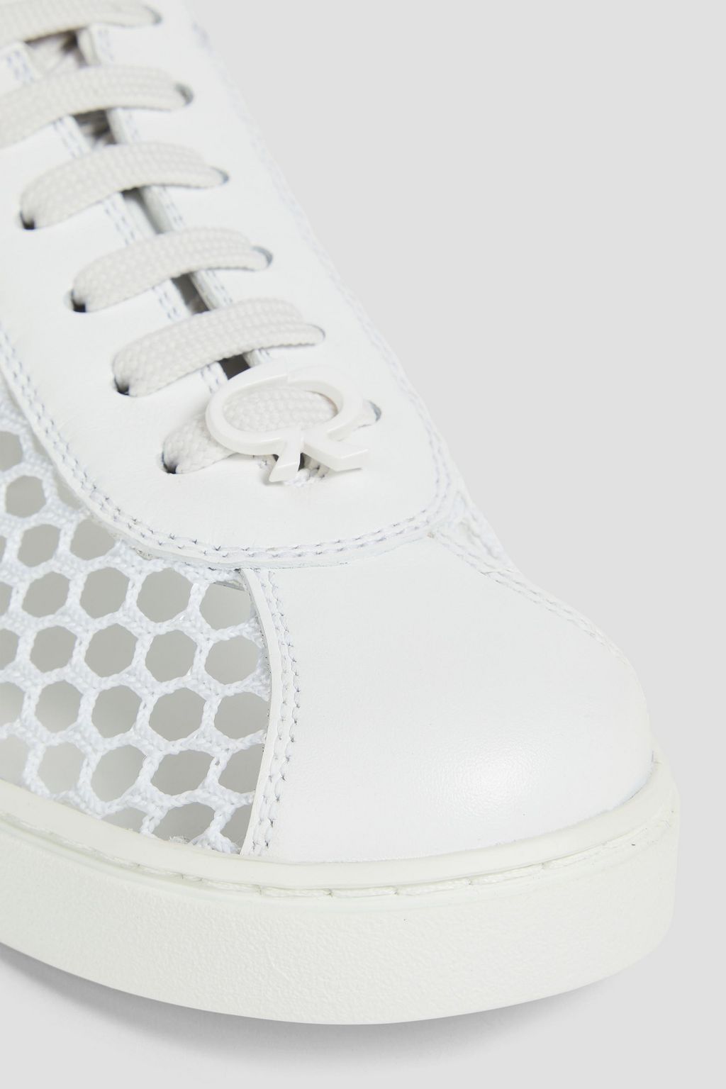GIANVITO ROSSI Helena fishnet and leather sneakers
