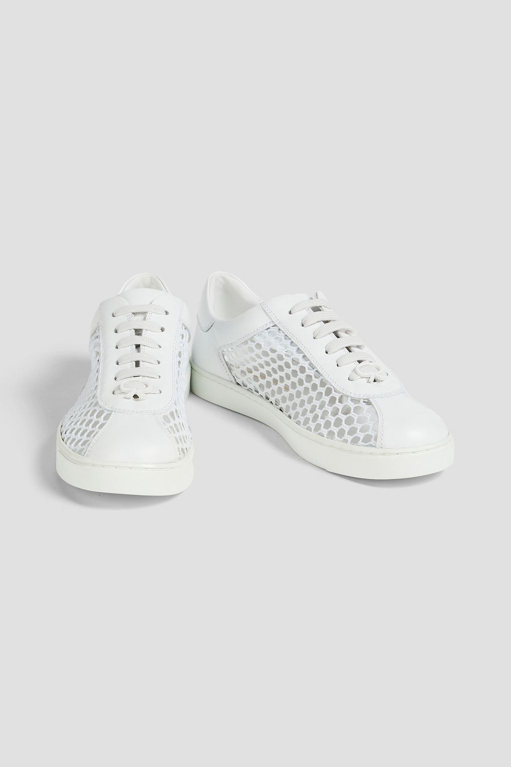 GIANVITO ROSSI Helena fishnet and leather sneakers
