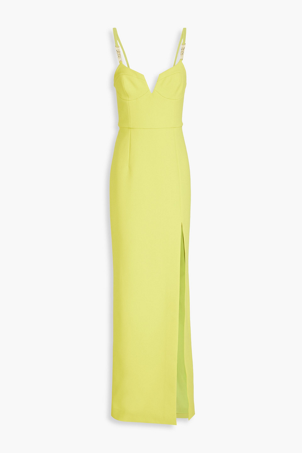 Rebecca Vallance Piero Chain-trimmed Crepe Gown In Lime Green