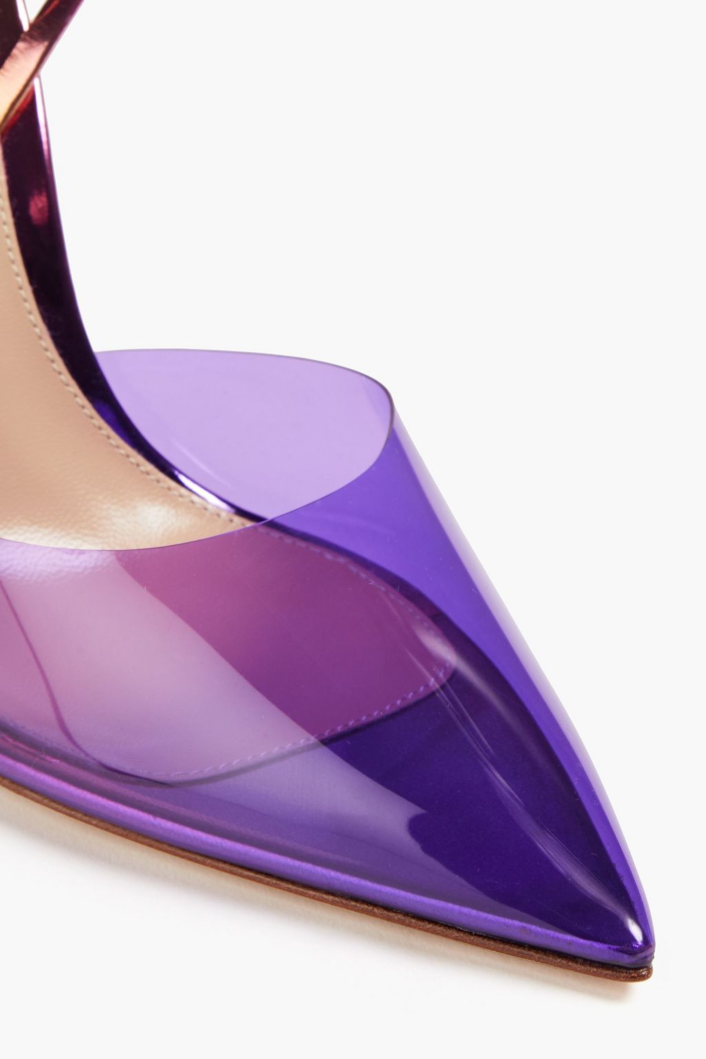 GIANVITO ROSSI Ribbon D'Orsay PVC and leather slingback pumps