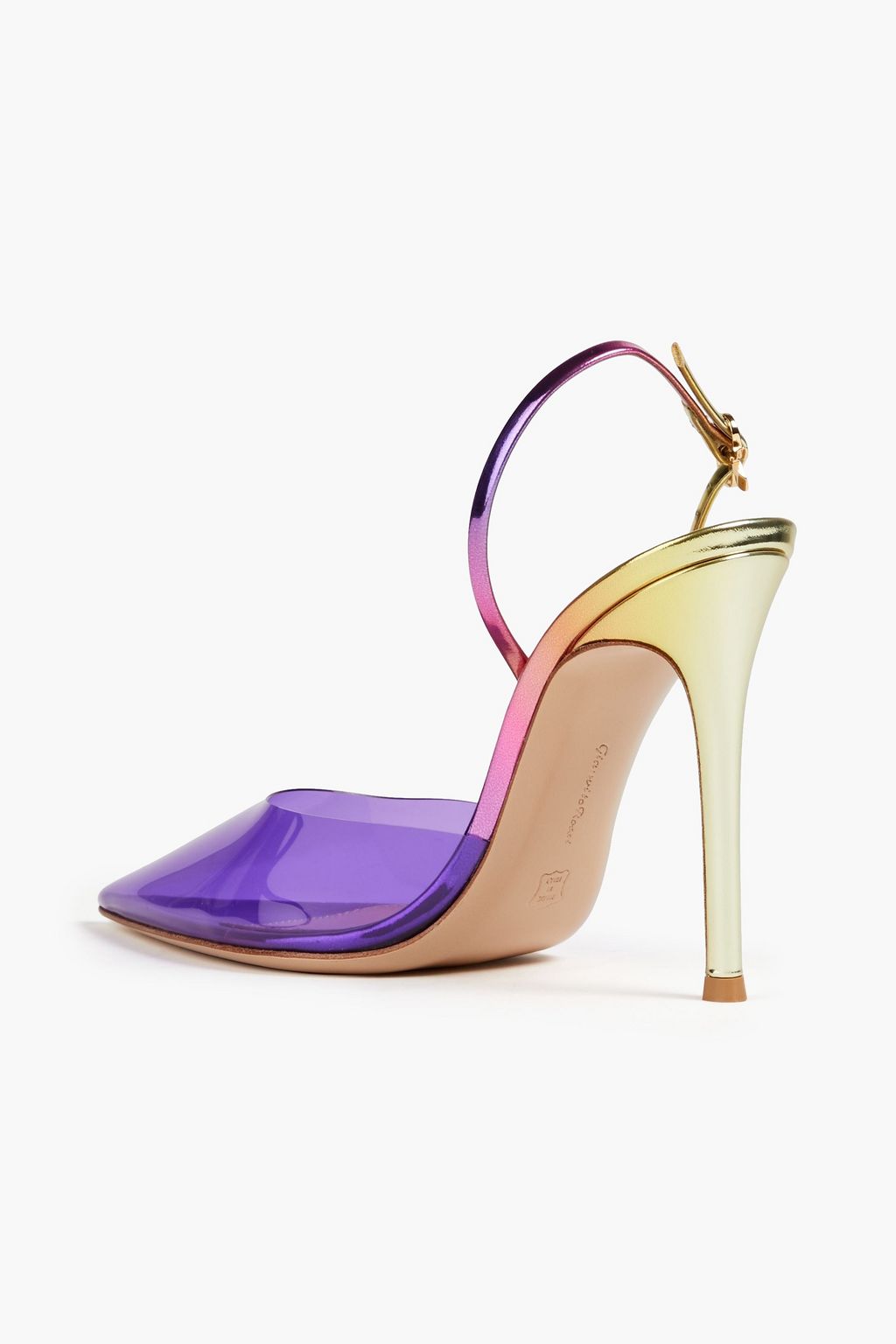 GIANVITO ROSSI Ribbon D'Orsay PVC and leather slingback pumps
