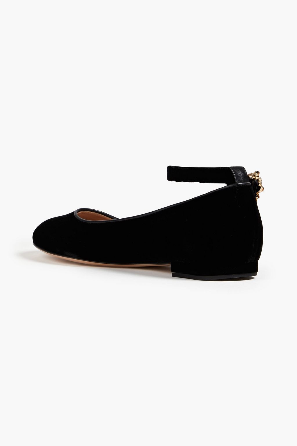 GIANVITO ROSSI Wendy embellshed velvet ballet flats