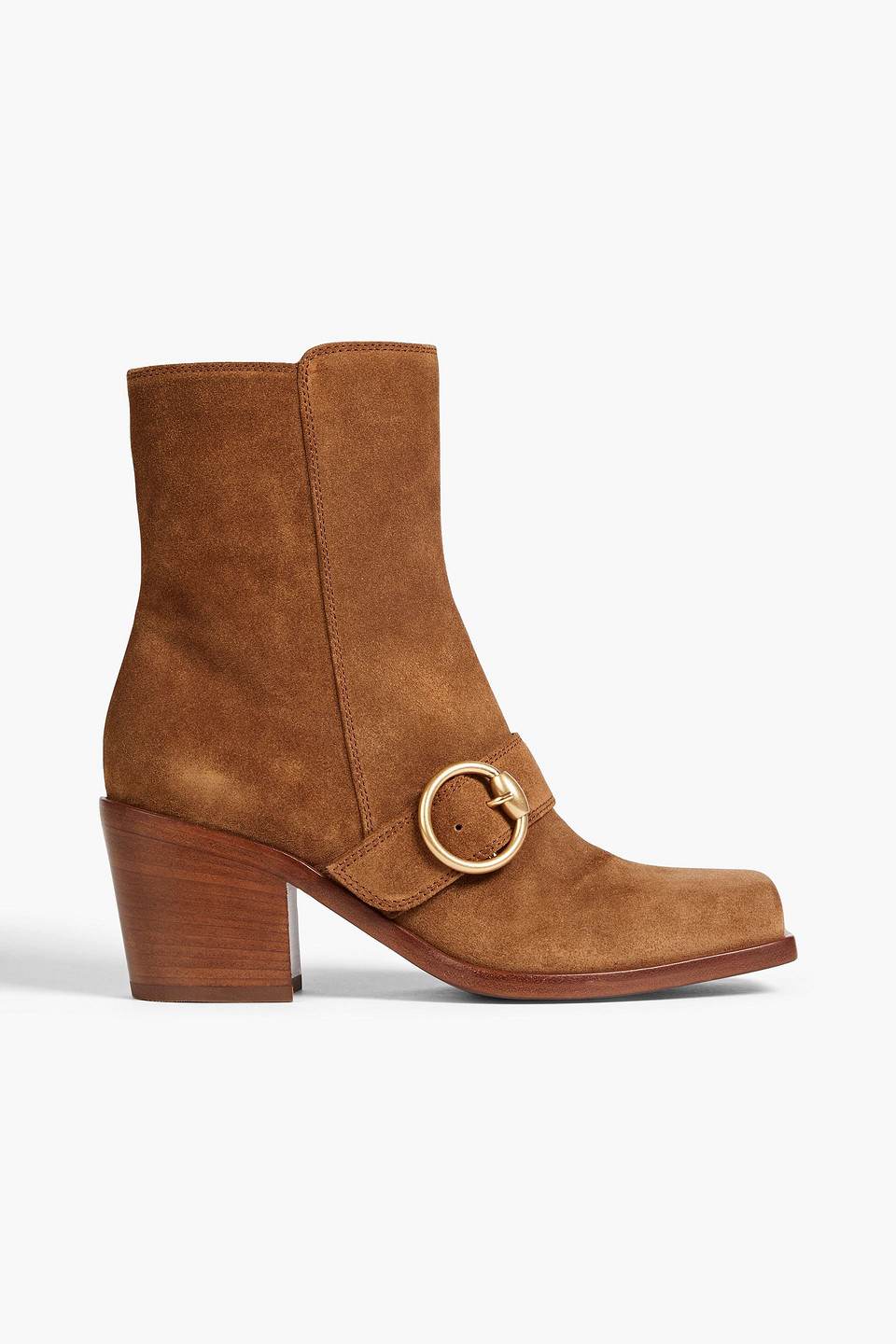 Gianvito Rossi Wayne Ankle Boots Aus Veloursleder Mit Schnalle In Brown