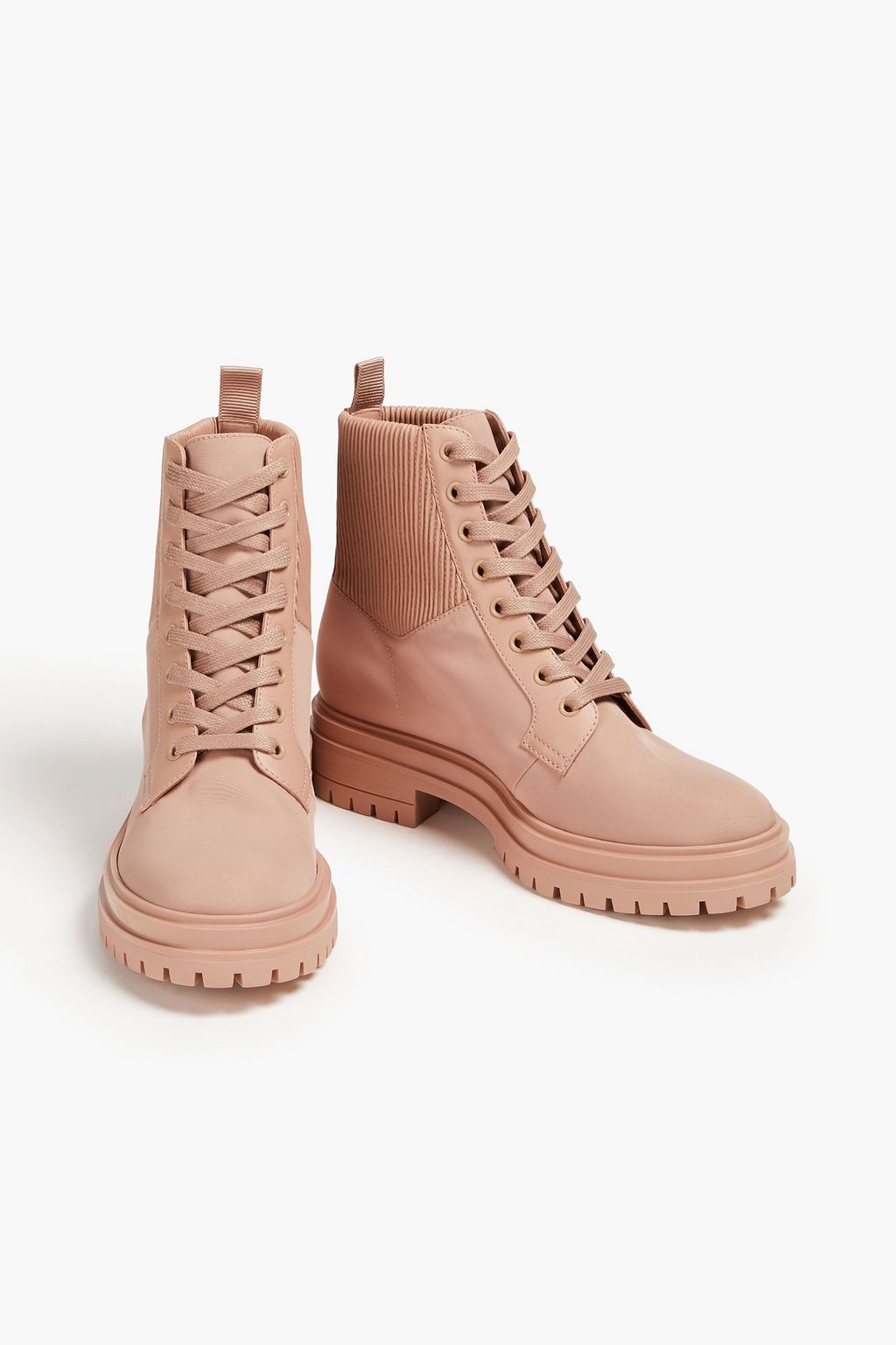 GIANVITO ROSSI Leather-trimmed shell combat boots