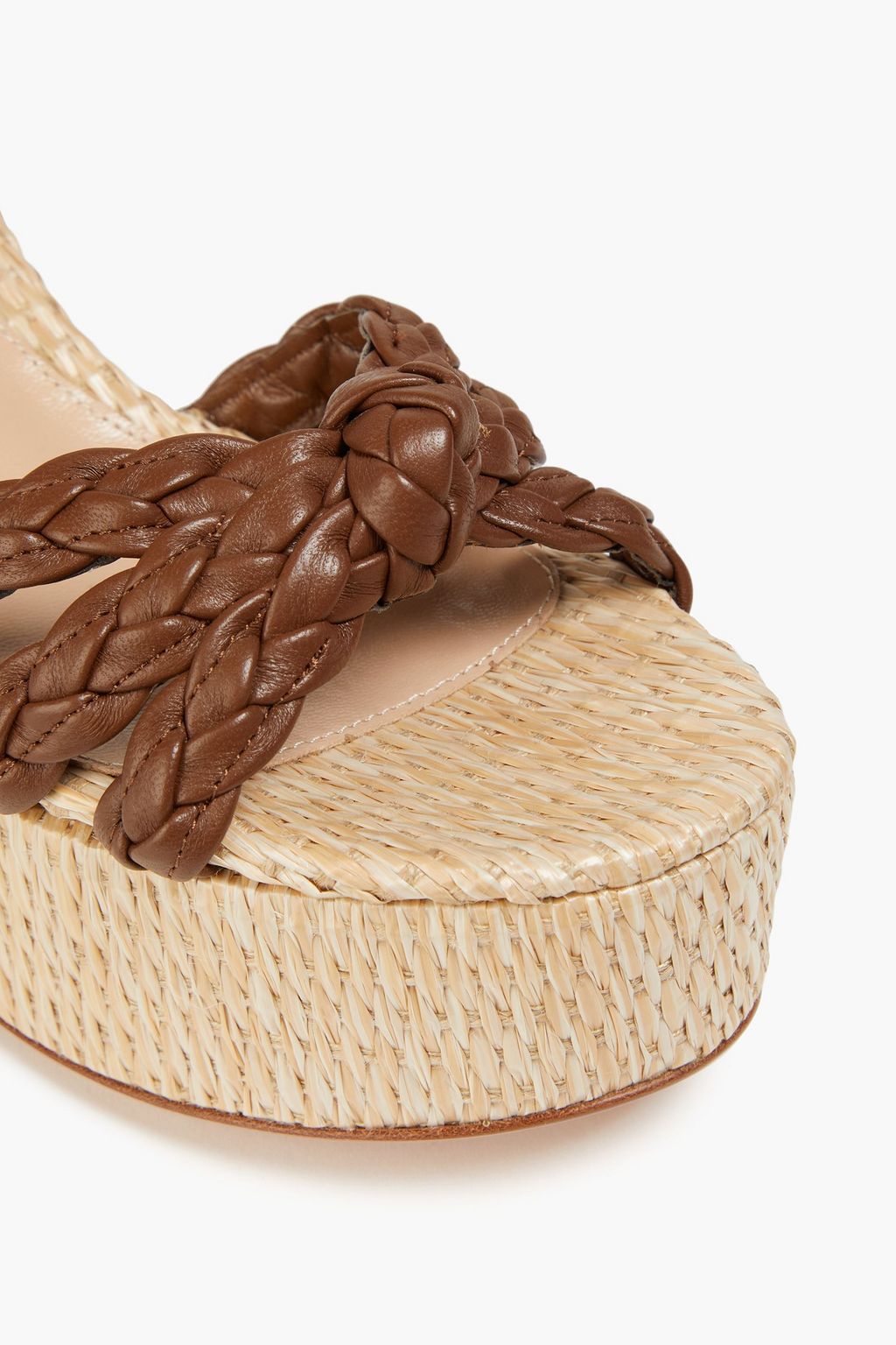 GIANVITO ROSSI Braided leather espadrille wedge sandals