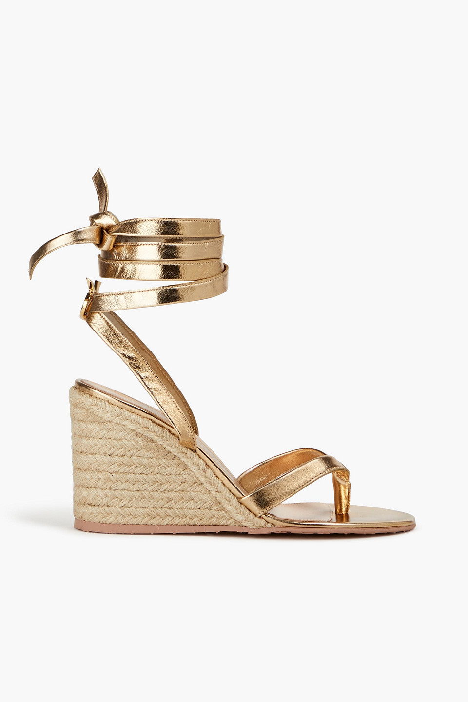 Ribbon Beachclub metallic leather wedge espadrilles