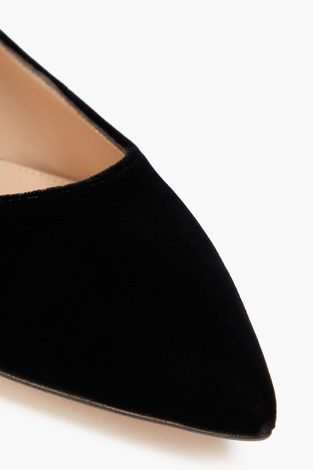 GIANVITO ROSSI Angie chain-embellished velvet point-toe flats