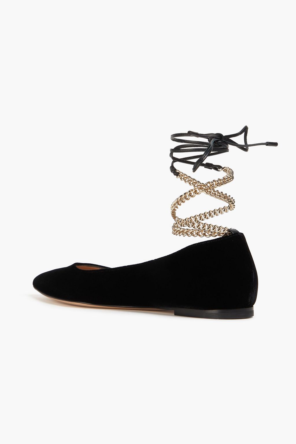 GIANVITO ROSSI Angie chain-embellished velvet point-toe flats