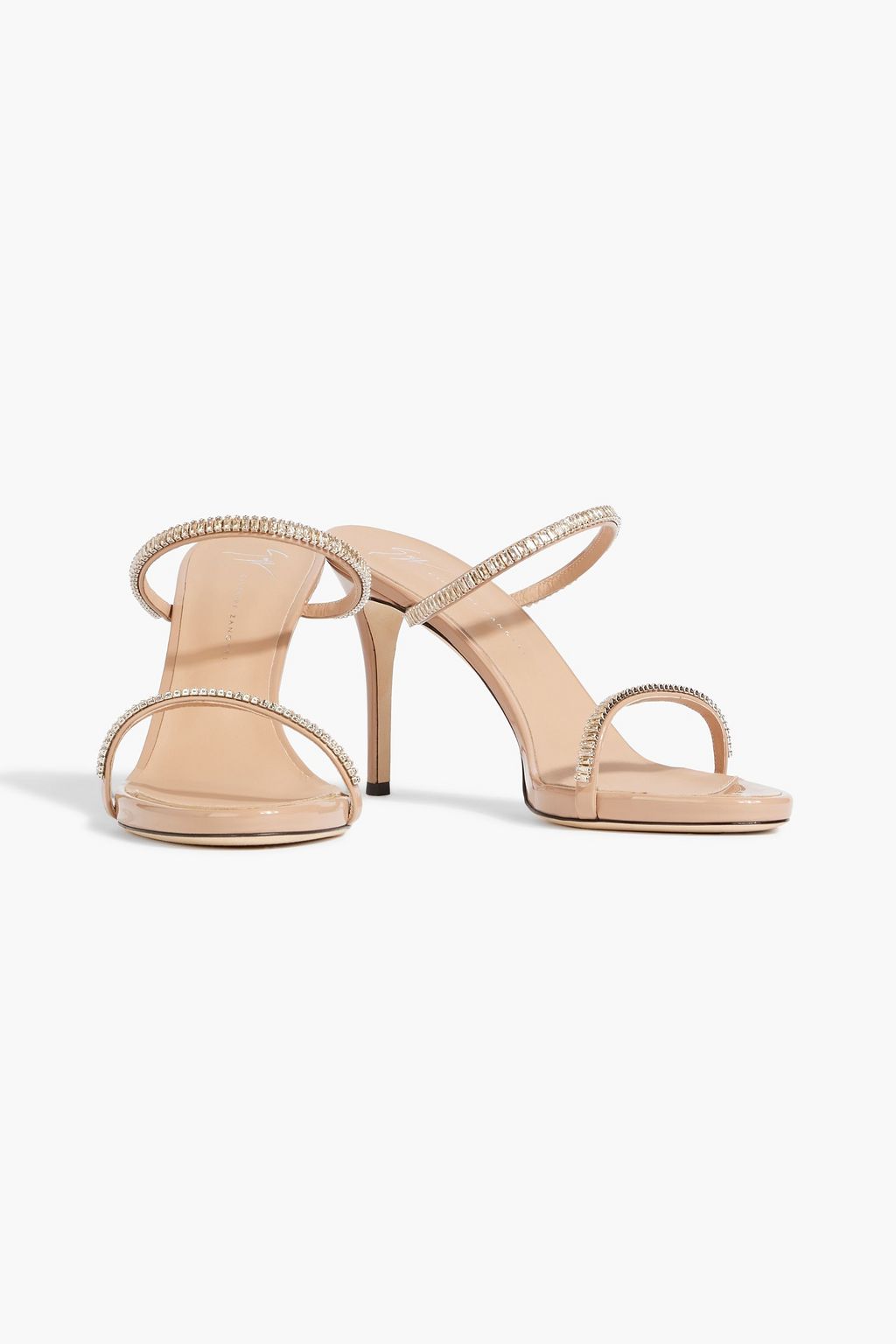 GIUSEPPE ZANOTTI Alien crystal-embellished patent-leather mules