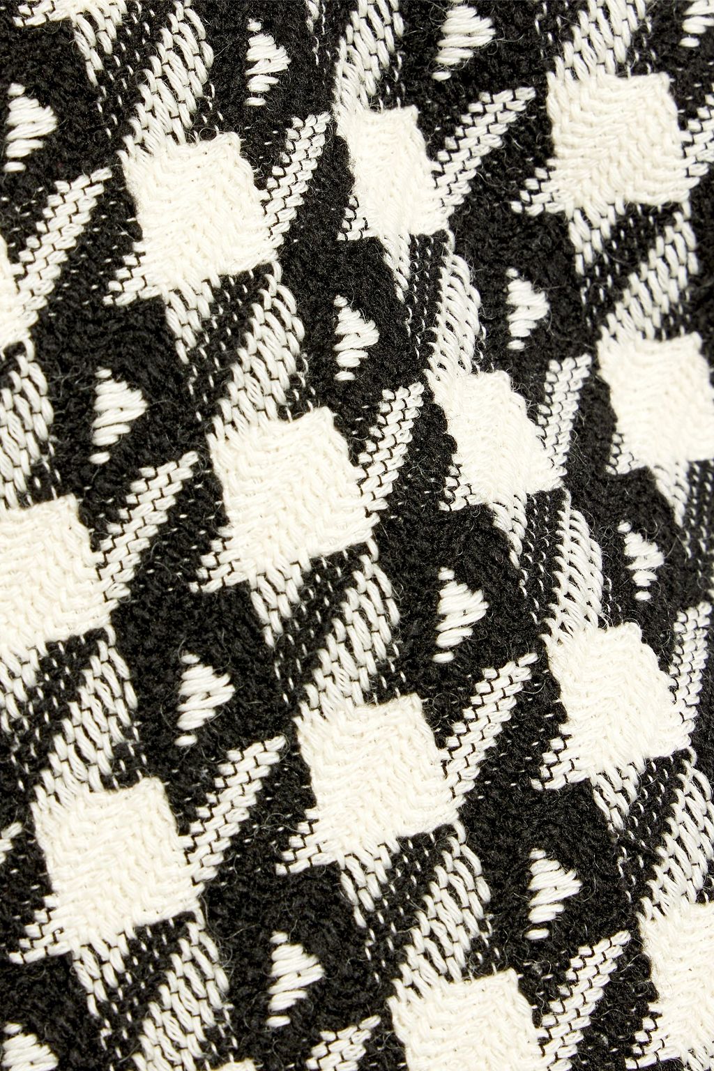 AREA Cropped houndstooth wool-blend tweed top