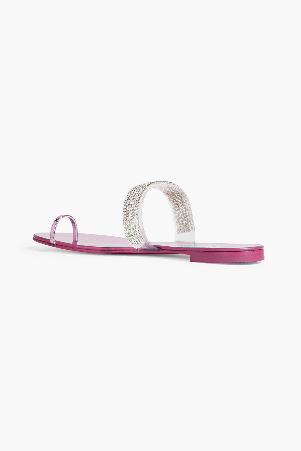 GIUSEPPE ZANOTTI Erwan Flat crystal-embellished PVC and mirrored-leather sandals