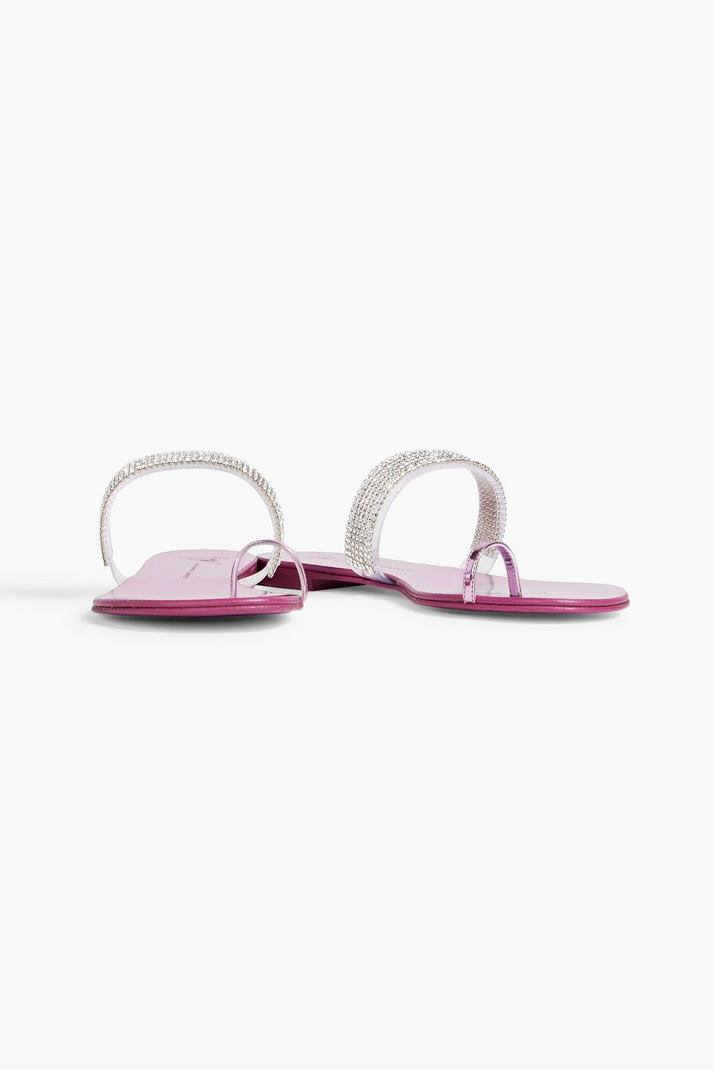 GIUSEPPE ZANOTTI Erwan Flat crystal-embellished PVC and mirrored-leather sandals