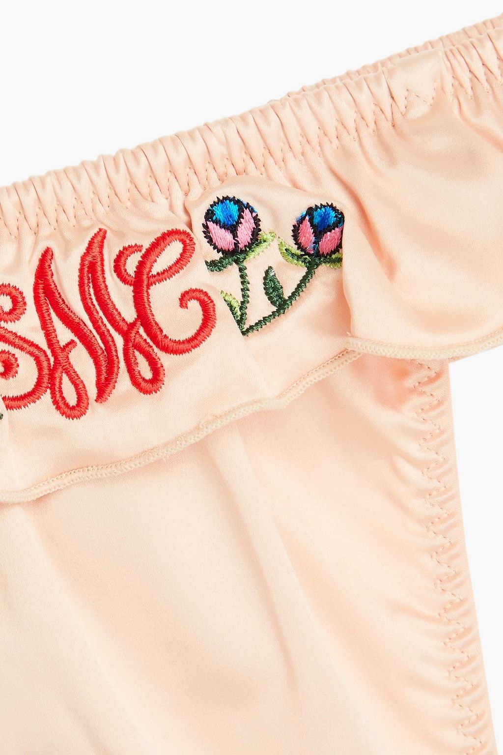STELLA MCCARTNEY Embroidered stretch-satin thong