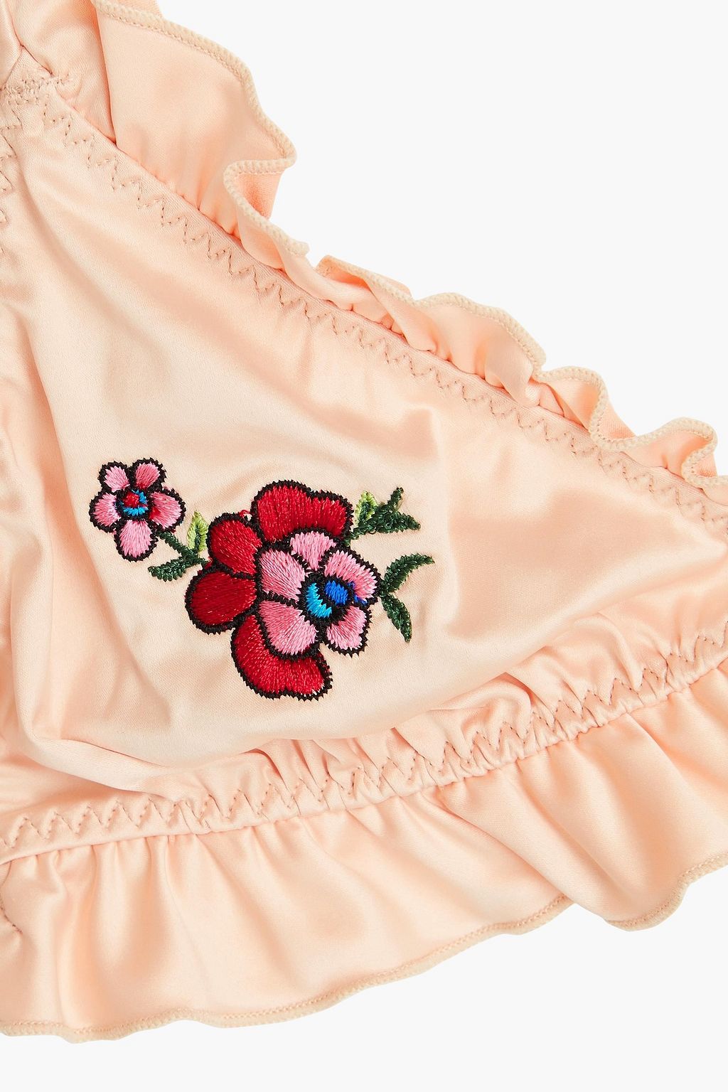 STELLA MCCARTNEY Ruffled embroidered sterch-satin triangle bra