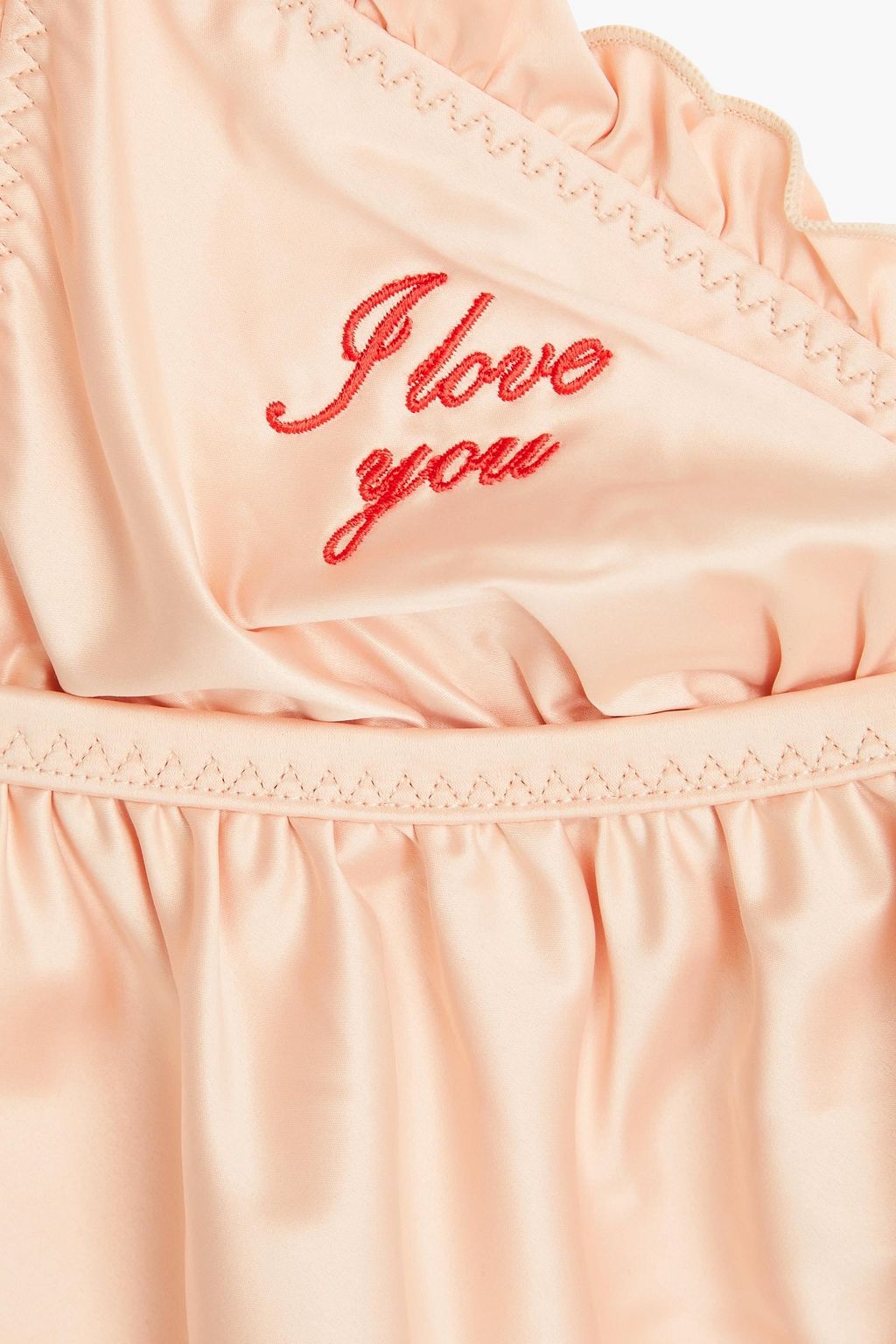 STELLA MCCARTNEY Ruffled embroidered stretch-satin chemise