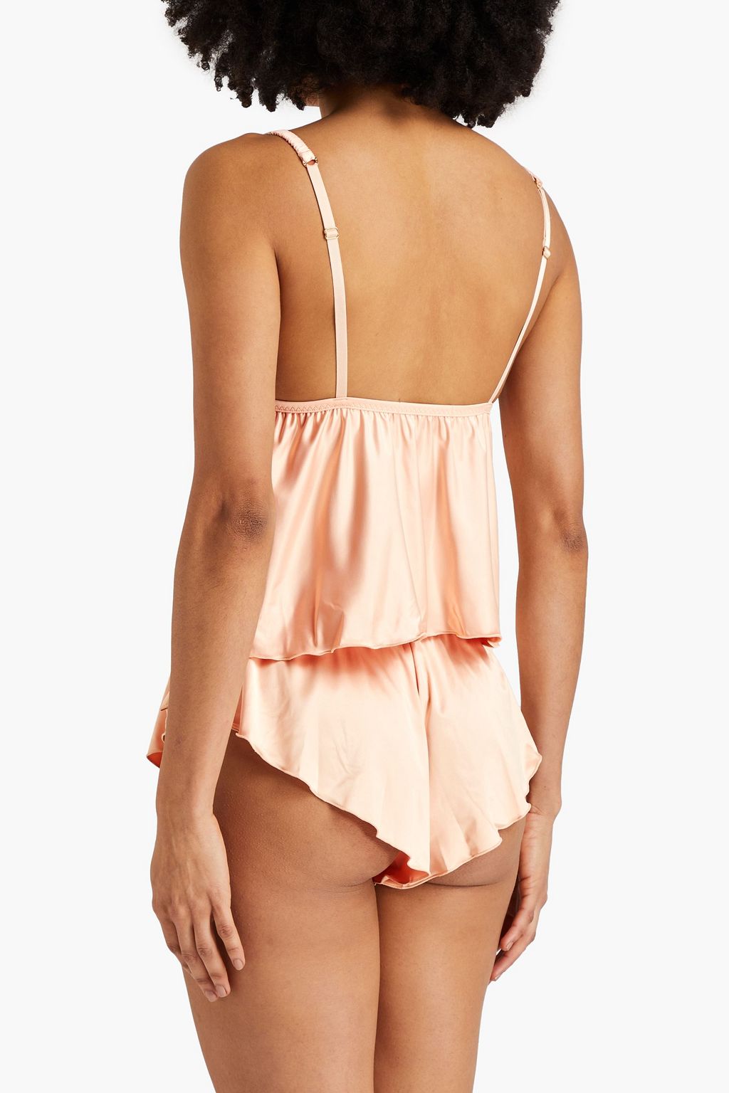 STELLA MCCARTNEY Ruffled embroidered stretch-satin chemise