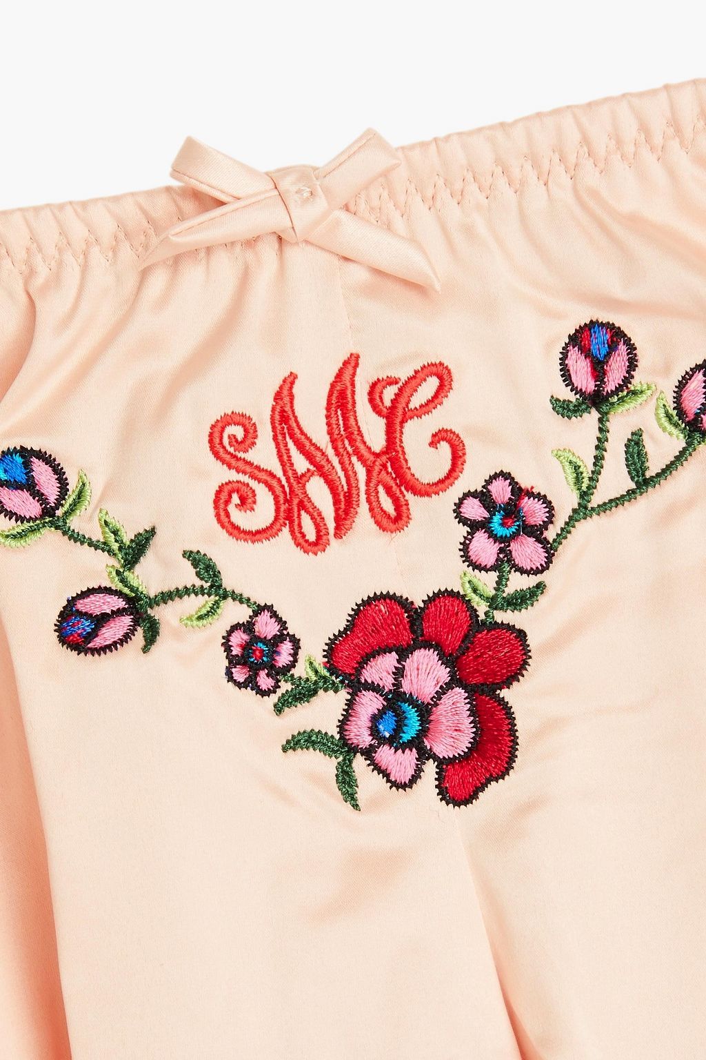 STELLA MCCARTNEY Embroidered stretch-satin pajama shorts