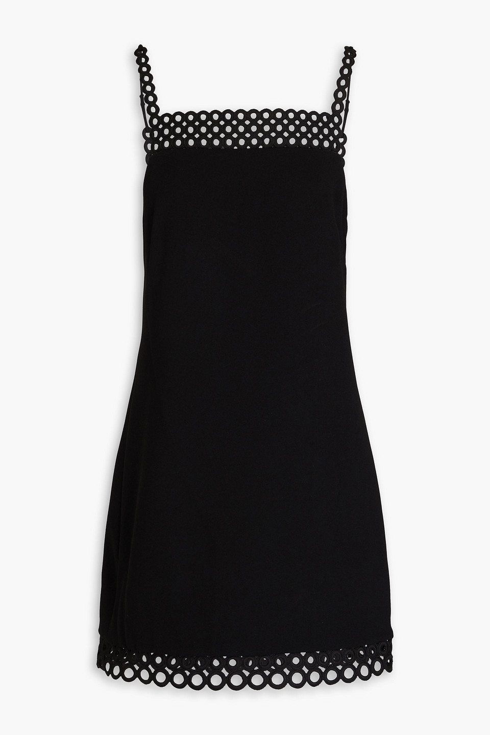 Simkhai Marlie Crochet-trimmed Crepe Mini Dress In Black | ModeSens