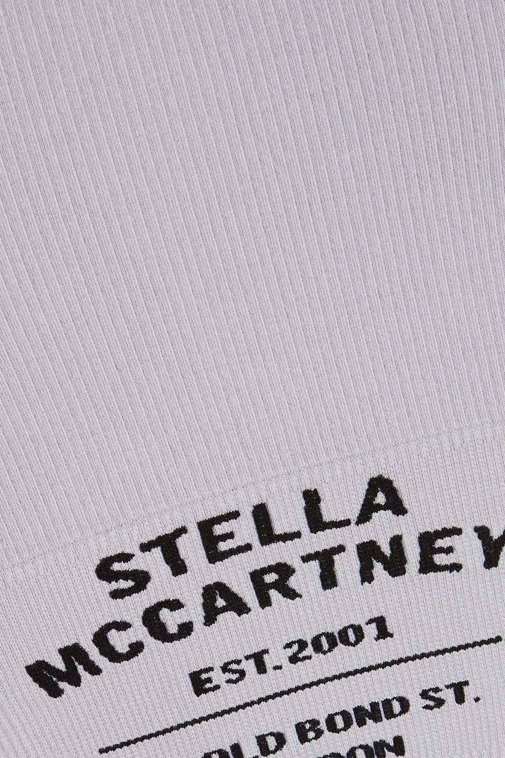 STELLA MCCARTNEY リブ編みストレッチ コットン混ジャージー スポーツブラ プリント入り
