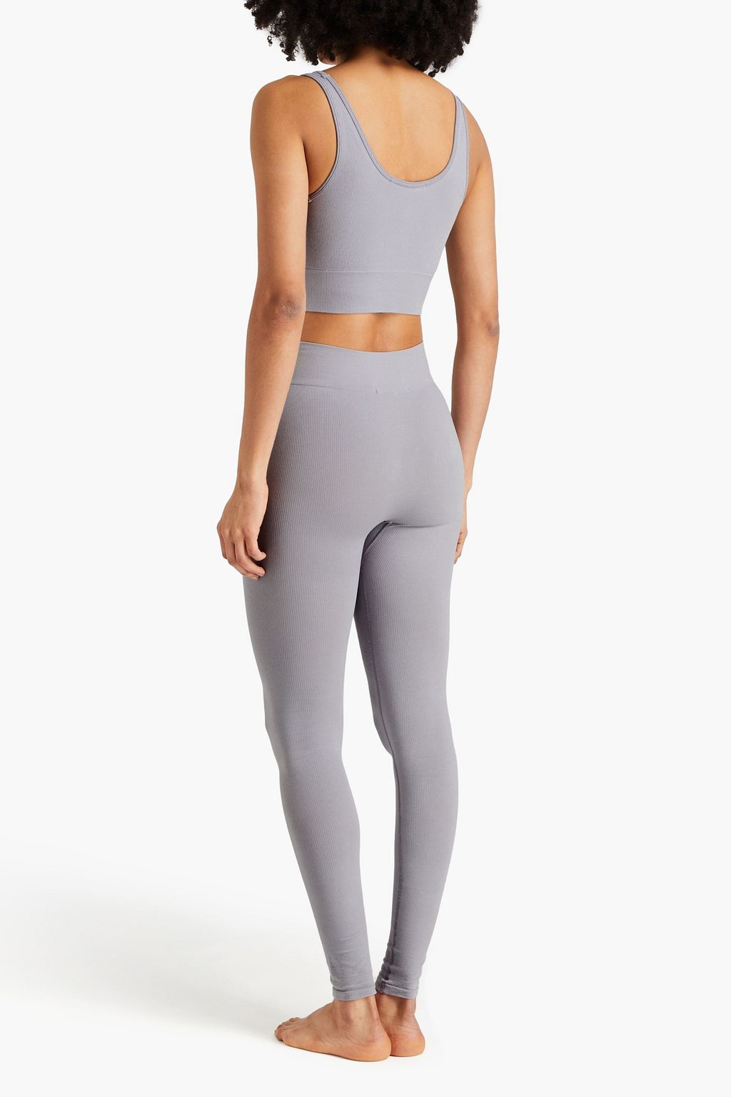 STELLA MCCARTNEY リブ編みストレッチ コットン混ジャージー スポーツブラ プリント入り