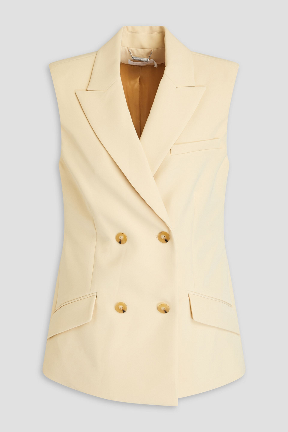 Shop Simkhai Nori Double-breasted Crepe Vest In Cream