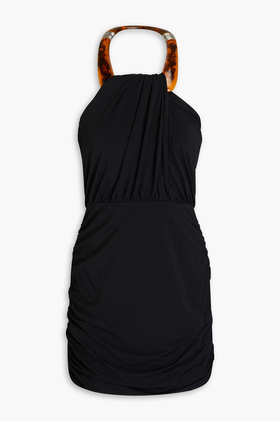 Simkhai Mirabella Draped Jersey Ruched Mini Dress In Black