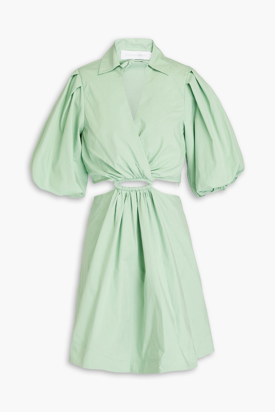 Simkhai Womens Spring Green Aulora Puff-sleeve Cotton-blend Mini Dress