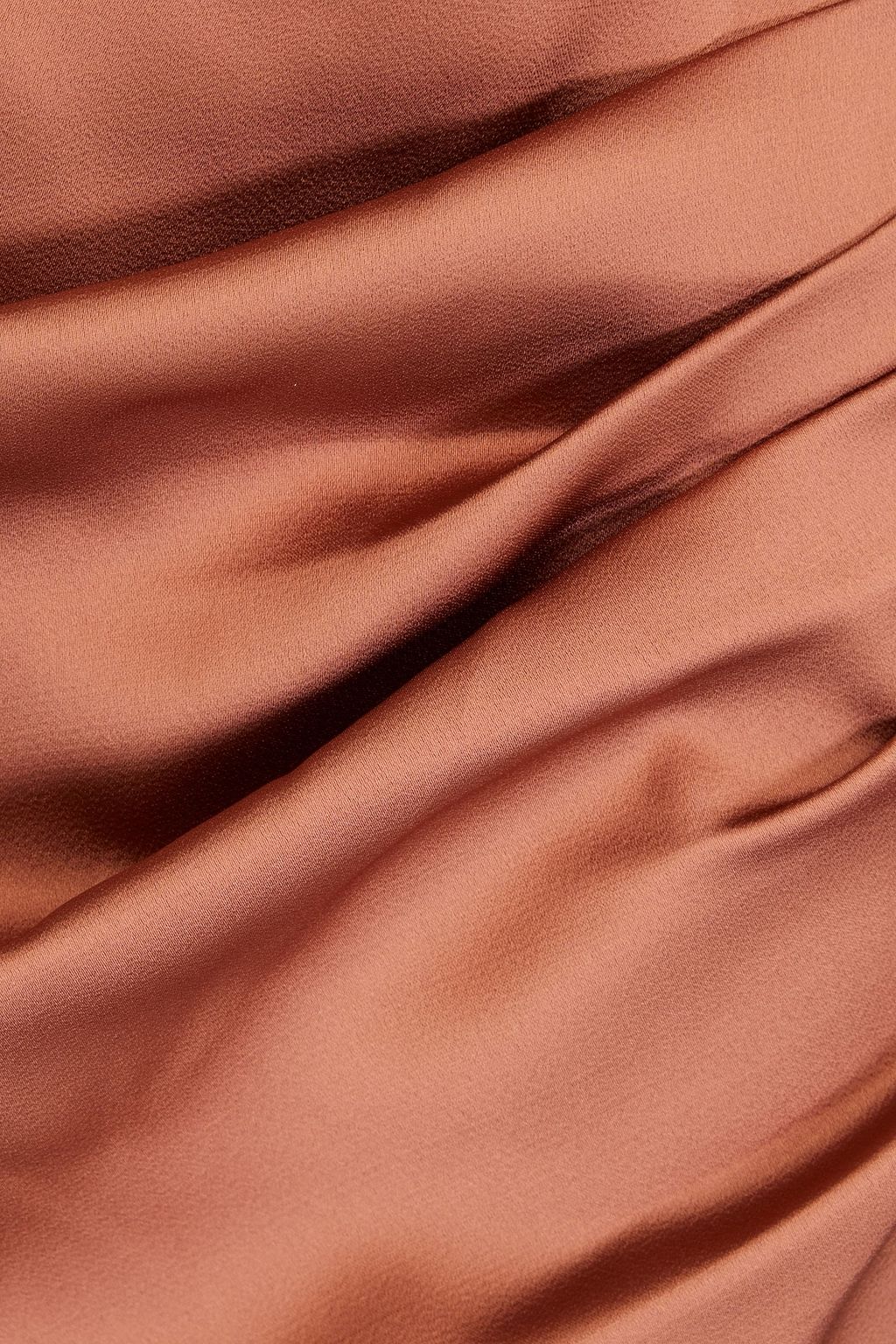 SIMKHAI Ruched draped satin midi skirt